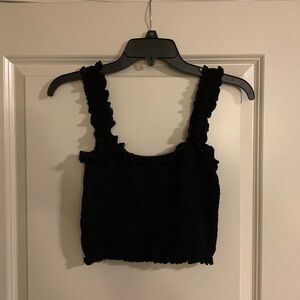 SHEIN Black Ruffled Crop Top
